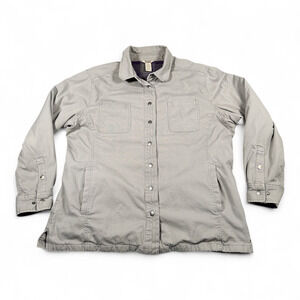 Duluth Trading Jacket Womens EXTRA LARGE Gray Flex Firehose Plaid Lined Workwear